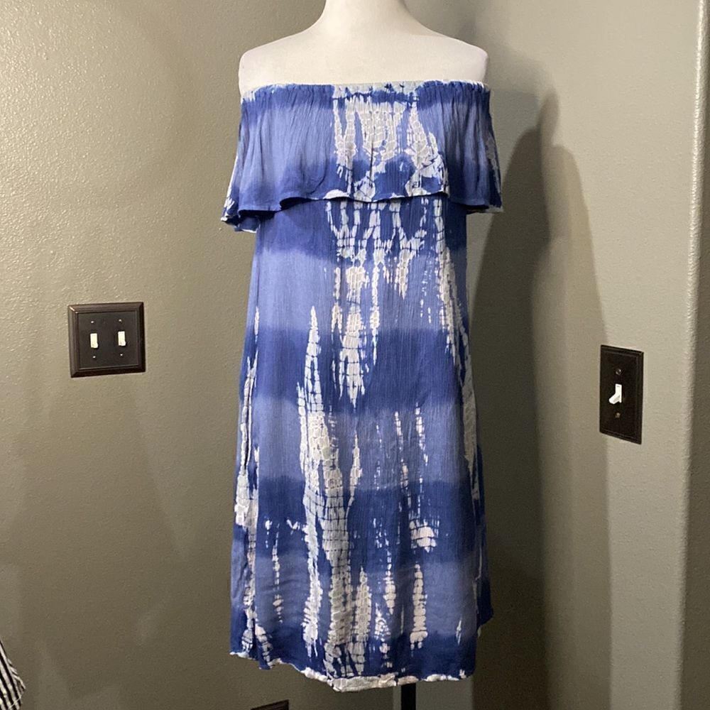 NWT Vanillastar Crinkle Off Shoulder Dress Tie Dye